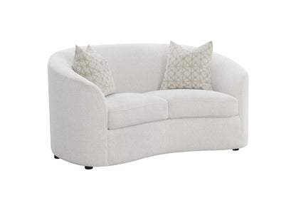 509172 Rainn Boucle Upholstered Sloped Arm Loveseat Latte