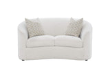 509172 Rainn Boucle Upholstered Sloped Arm Loveseat Latte