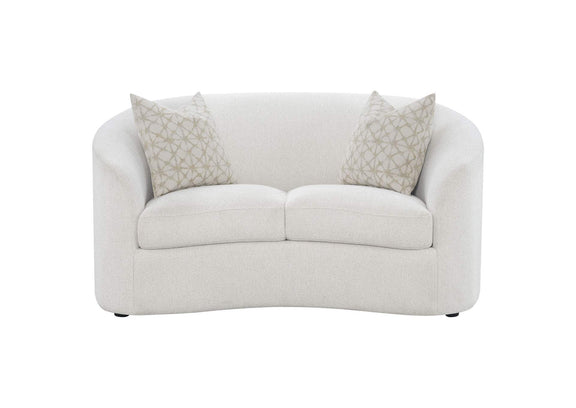 509172 Rainn Boucle Upholstered Sloped Arm Loveseat Latte