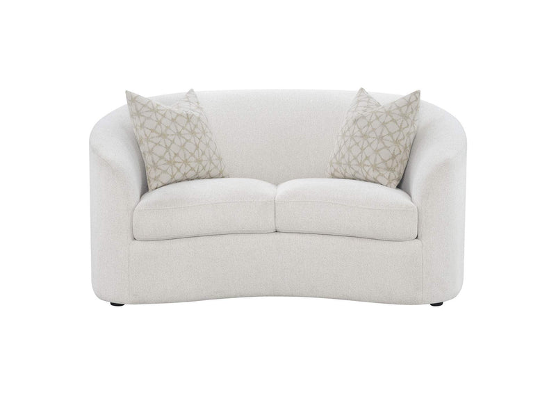 509172 Rainn Boucle Upholstered Sloped Arm Loveseat Latte