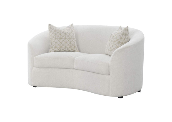 509172 Rainn Boucle Upholstered Sloped Arm Loveseat Latte