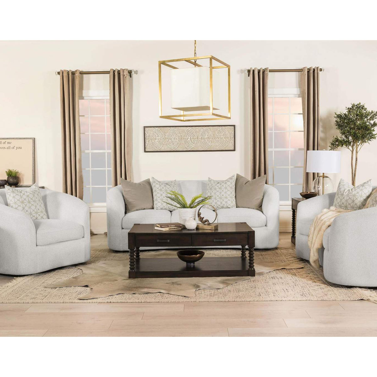 509172 Rainn Boucle Upholstered Sloped Arm Loveseat Latte