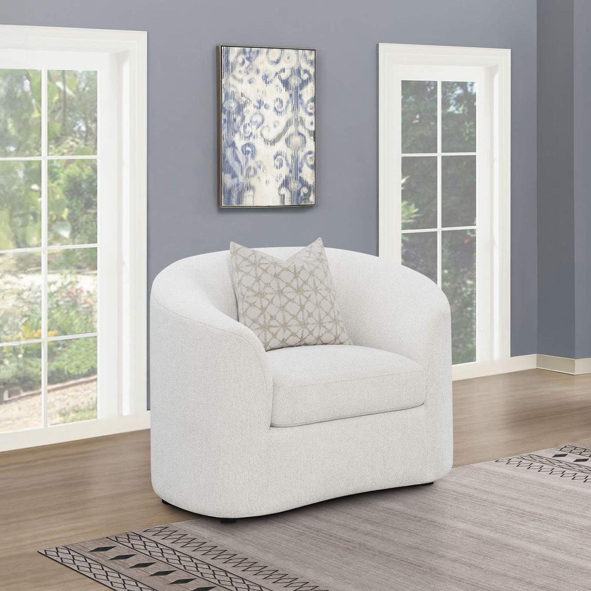 509173 Rainn Boucle Upholstered Sloped Arm Accent Chair Latte