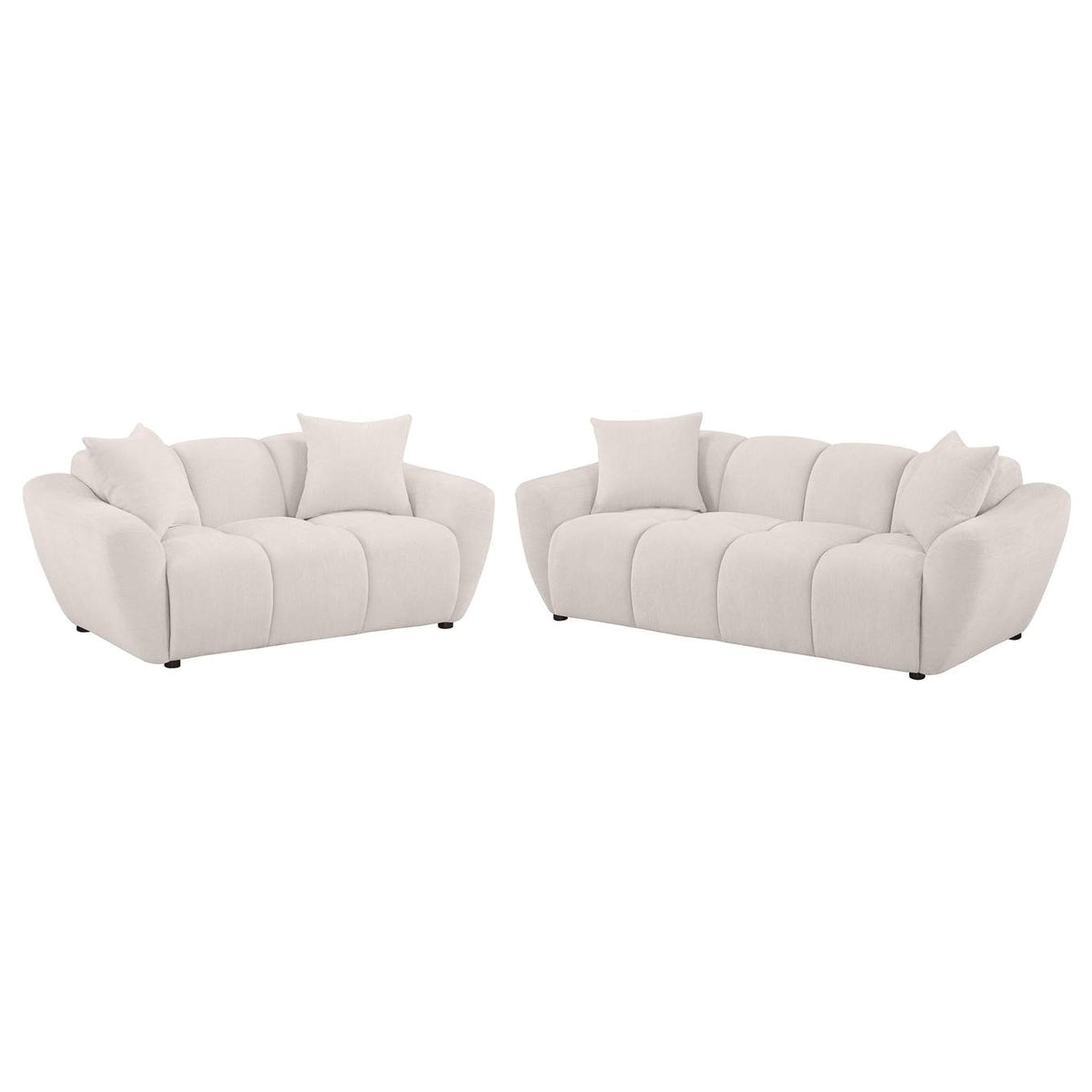 509301-S2 Destino 2-piece Chenille Splayed Arm Sofa Set Greige