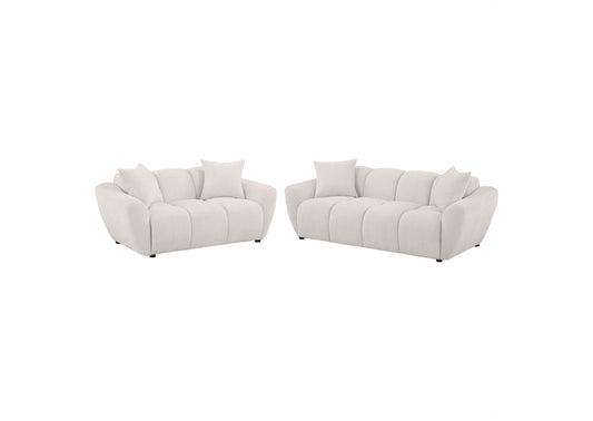 509301-S2 Destino 2-piece Chenille Splayed Arm Sofa Set Greige