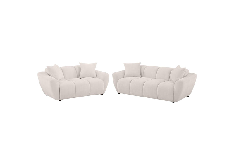 509301-S2 Destino 2-piece Chenille Splayed Arm Sofa Set Greige