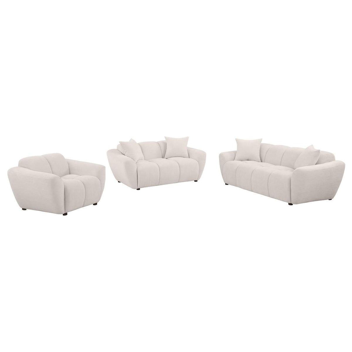 509301-S3 Destino 3-piece Chenille Splayed Arm Sofa Set Greige