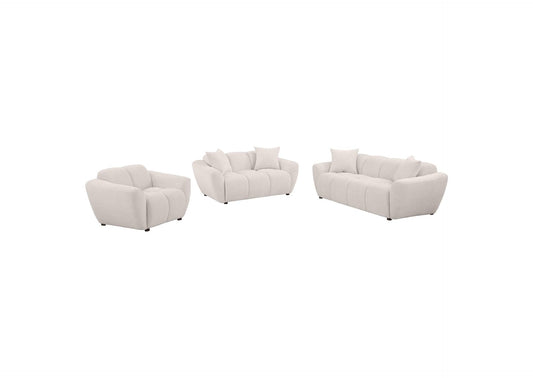 509301-S3 Destino 3-piece Chenille Splayed Arm Sofa Set Greige