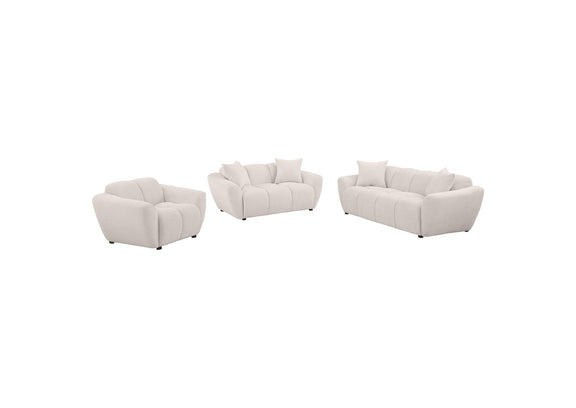 509301-S3 Destino 3-piece Chenille Splayed Arm Sofa Set Greige