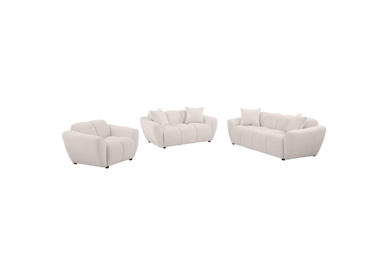 509301-S3 Destino 3-piece Chenille Splayed Arm Sofa Set Greige