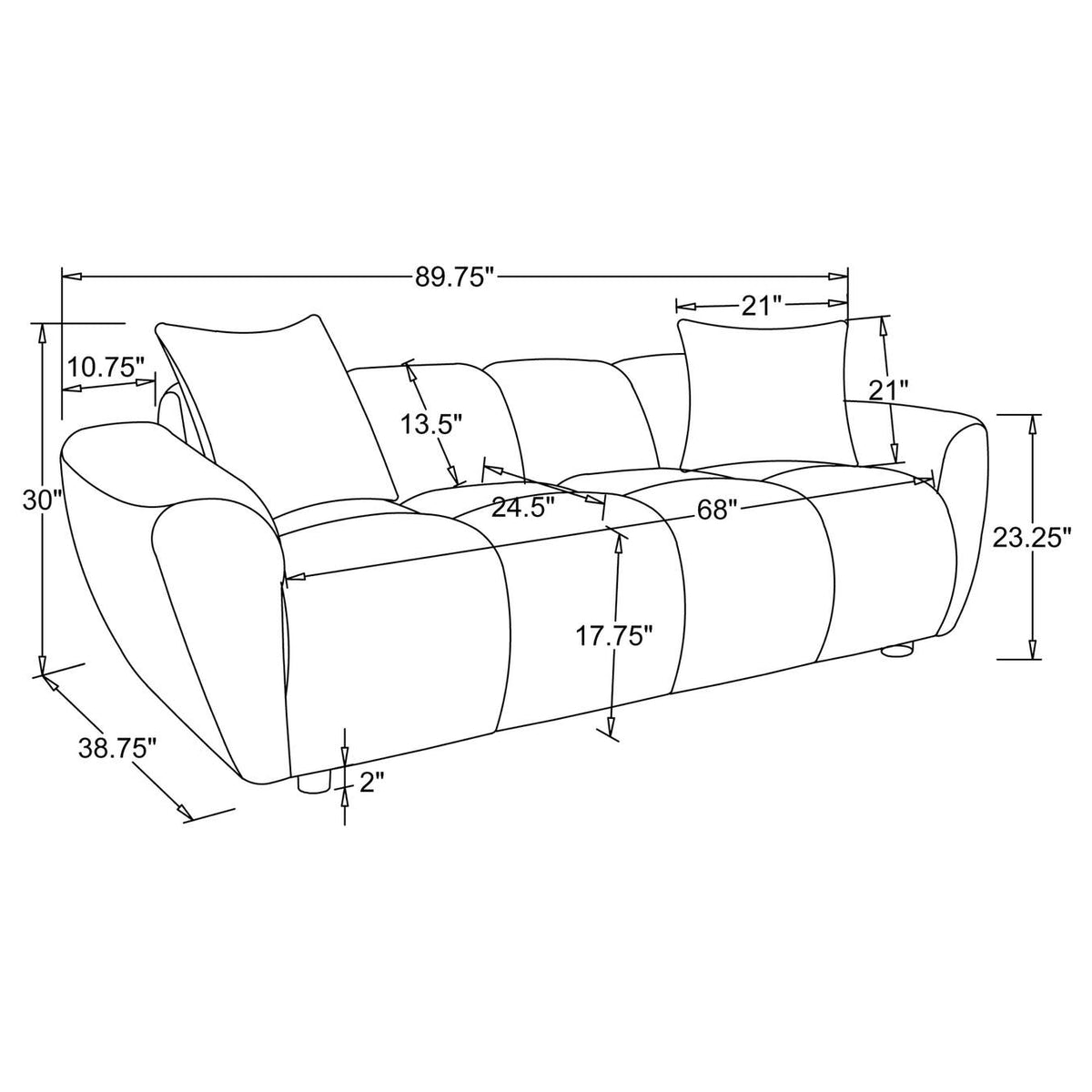 509301 Destino Chenille Upholstered Splayed Arm Sofa Greige