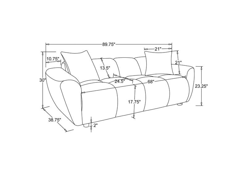 509301 Destino Chenille Upholstered Splayed Arm Sofa Greige