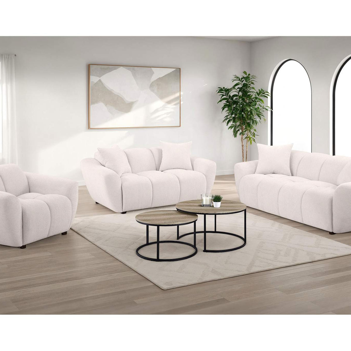 509301 Destino Chenille Upholstered Splayed Arm Sofa Greige
