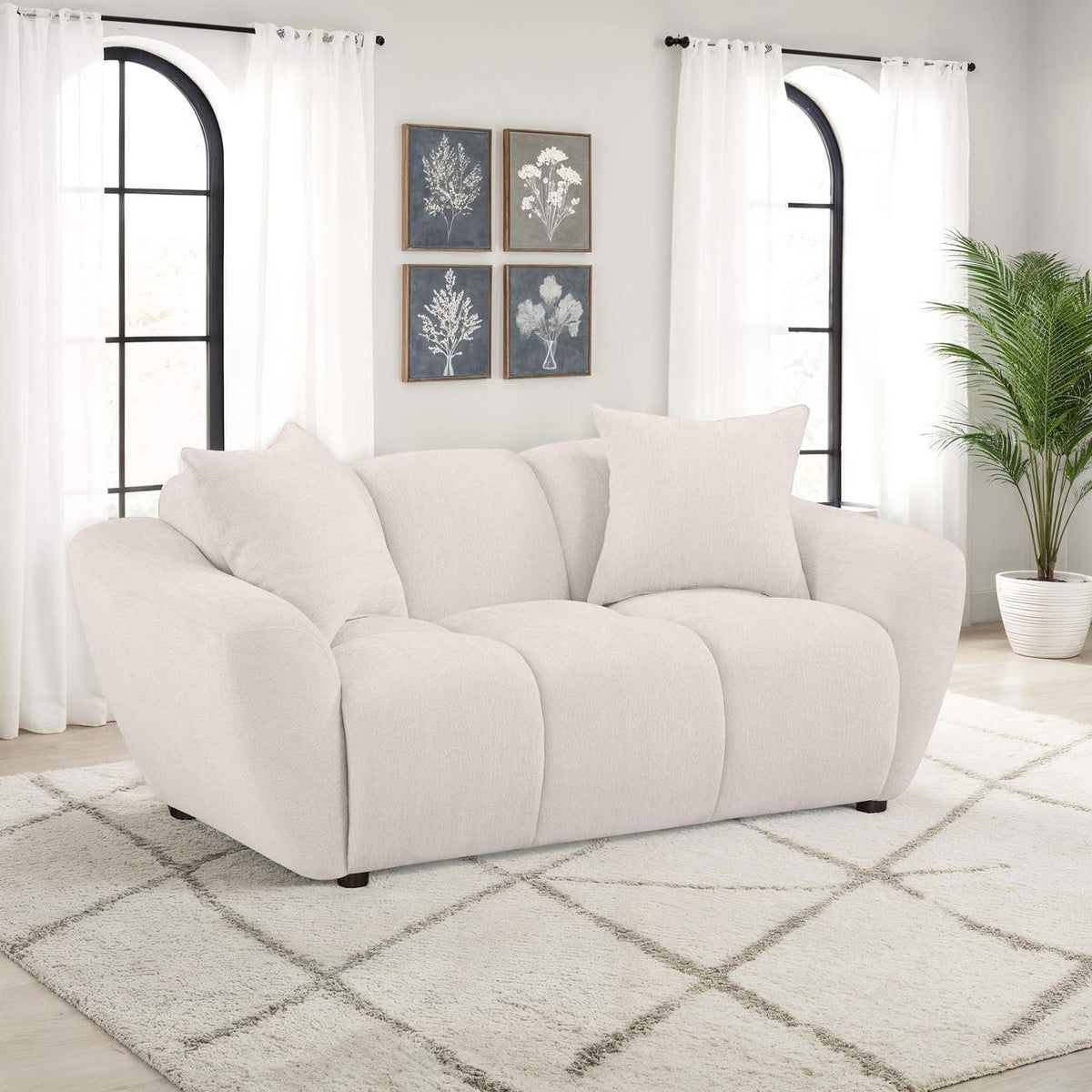 509302 Destino Chenille Upholstered Splayed Arm Loveseat Greige