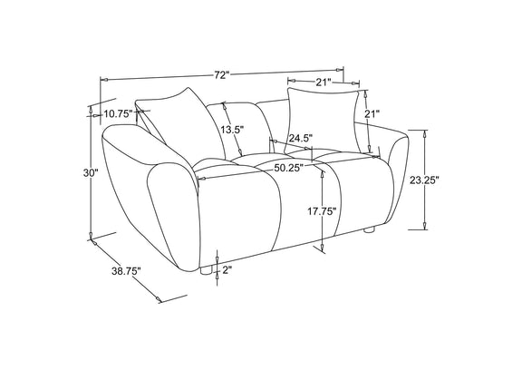 509302 Destino Chenille Upholstered Splayed Arm Loveseat Greige
