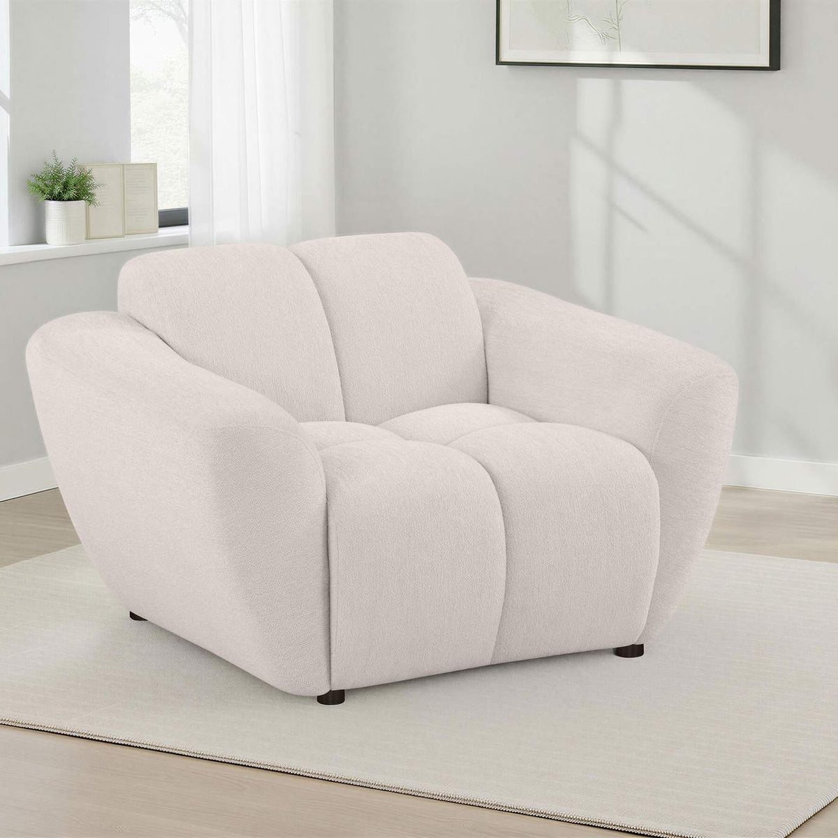 509303 Destino Chenille Upholstered Splayed Arm Accent Chair Greige