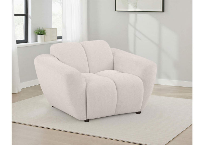 509303 Destino Chenille Upholstered Splayed Arm Accent Chair Greige