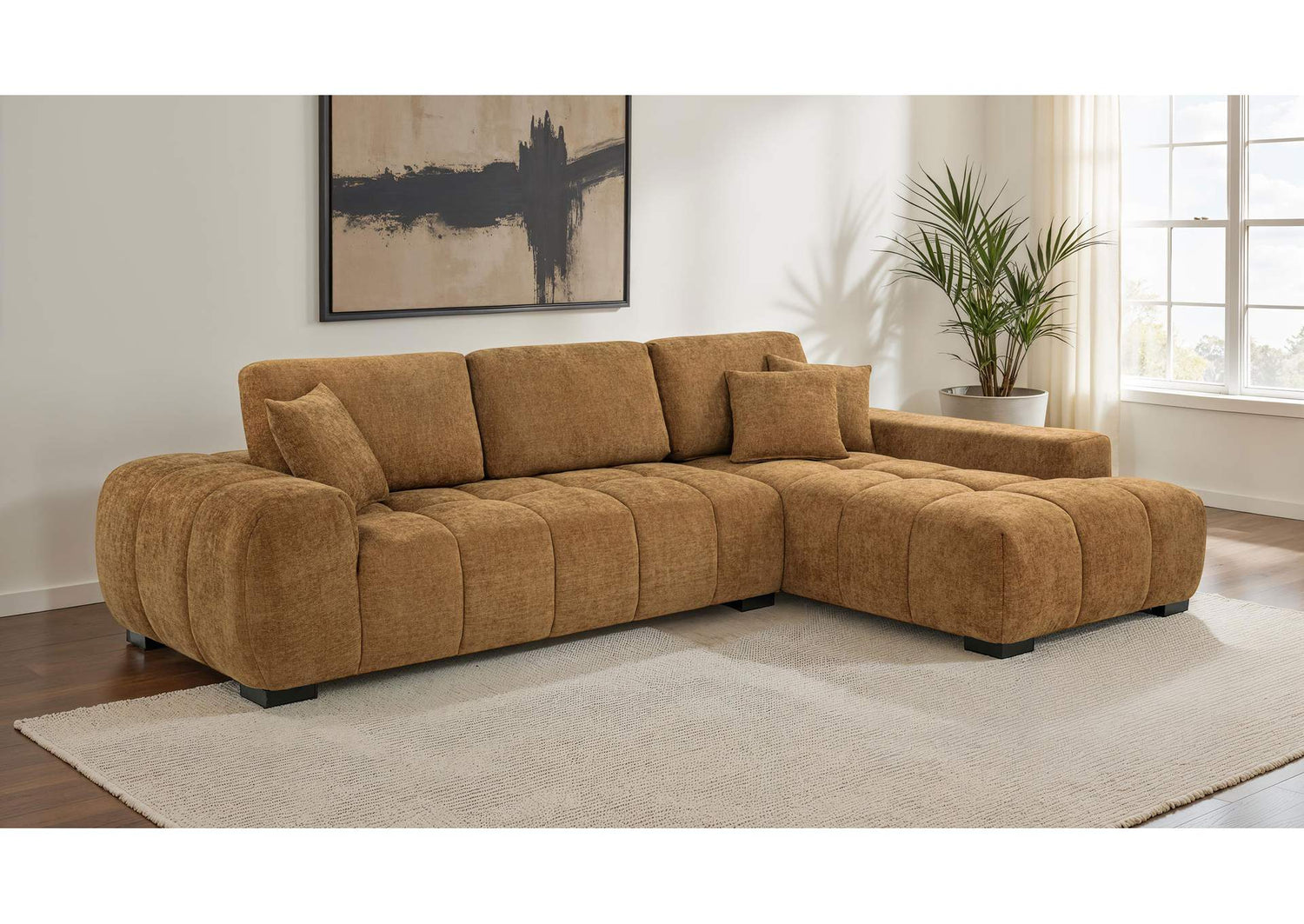 509340 Octavia Upholstered Sectional Chaise Sofa Amber