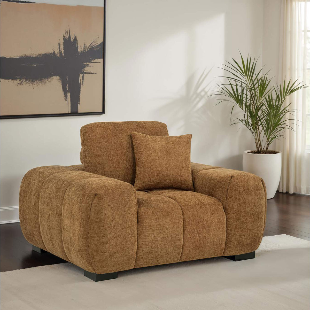 509343 Octavia Upholstered Track Arm Accent Chair Amber
