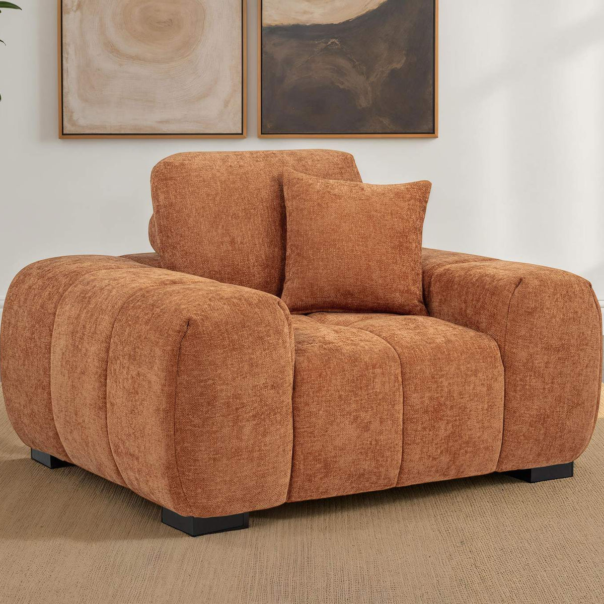 509353 Octavia Upholstered Track Arm Accent Chair Orange
