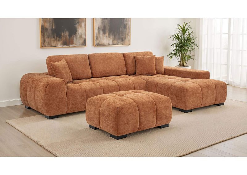 509354 Octavia Upholstered Rectangular Ottoman Orange