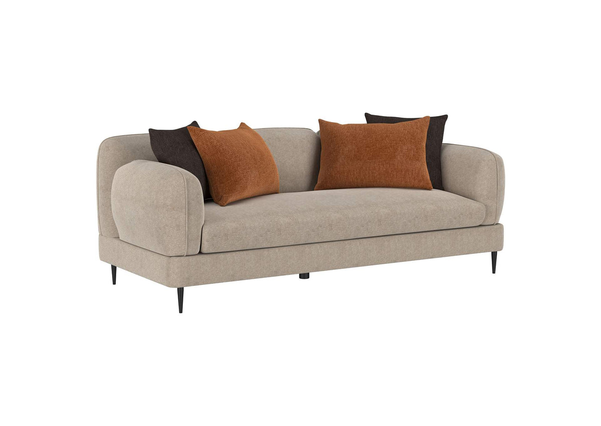 509411 Jade Chenille Upholstered Sculpted Track Arm Sofa Latte