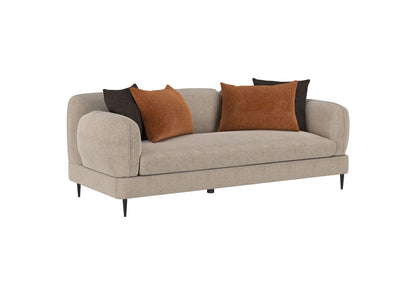 509411 Jade Chenille Upholstered Sculpted Track Arm Sofa Latte