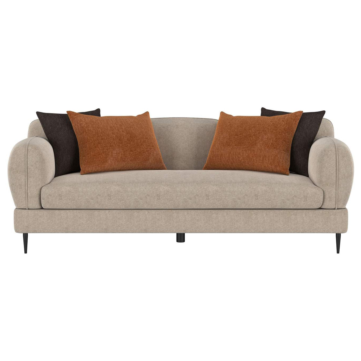 509411 Jade Chenille Upholstered Sculpted Track Arm Sofa Latte