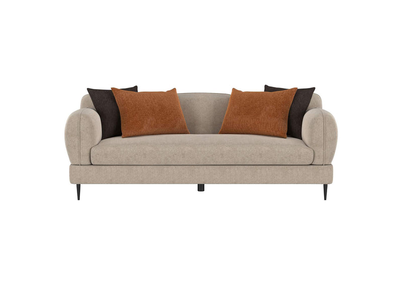 509411 Jade Chenille Upholstered Sculpted Track Arm Sofa Latte