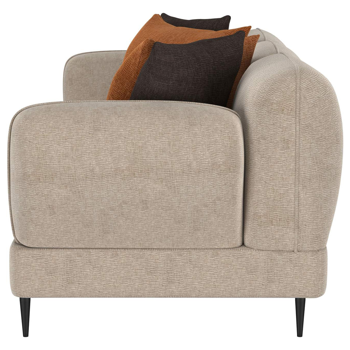 509411 Jade Chenille Upholstered Sculpted Track Arm Sofa Latte