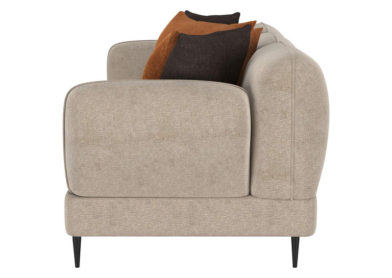 509411 Jade Chenille Upholstered Sculpted Track Arm Sofa Latte