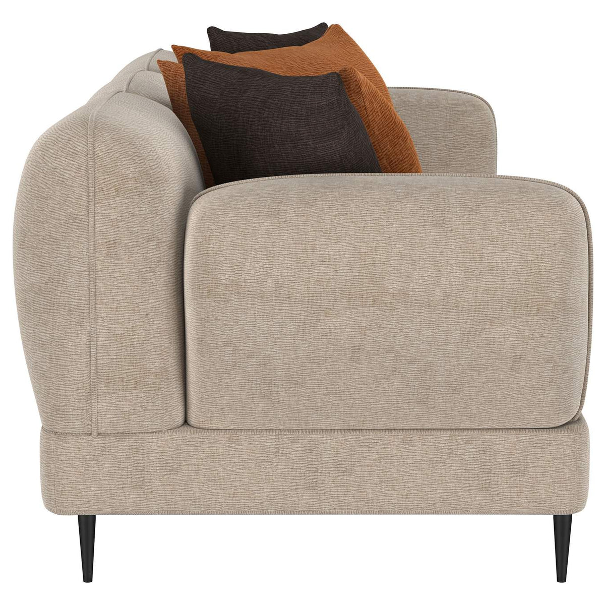 509411 Jade Chenille Upholstered Sculpted Track Arm Sofa Latte