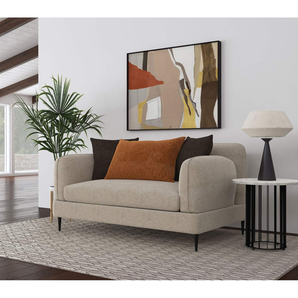 509412 Jade Chenille Upholstered Sculpted Track Arm Loveseat Latte