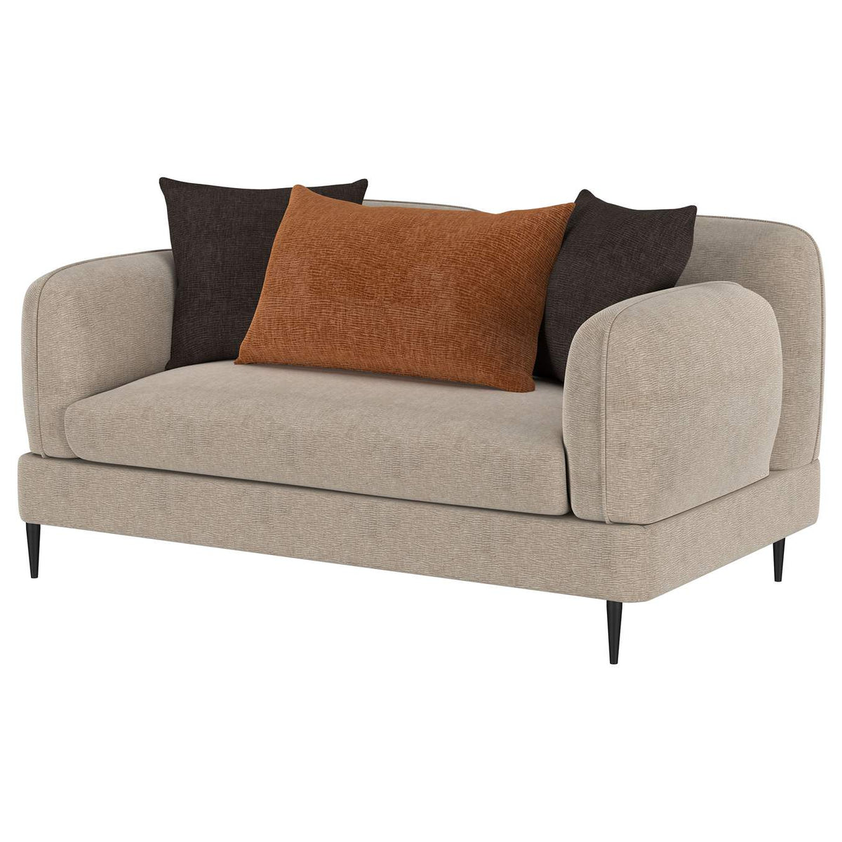 509412 Jade Chenille Upholstered Sculpted Track Arm Loveseat Latte