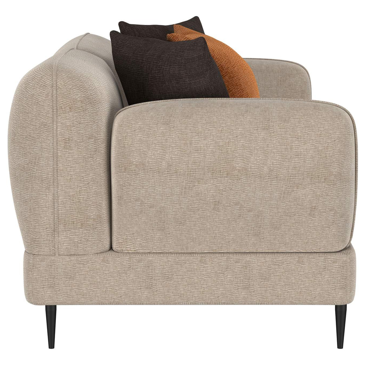 509412 Jade Chenille Upholstered Sculpted Track Arm Loveseat Latte