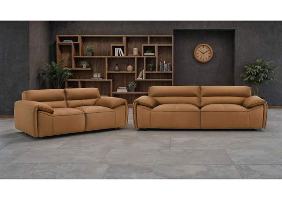 509501-S2 Buxton 2-piece Leather Upholstered Sofa Set Orange
