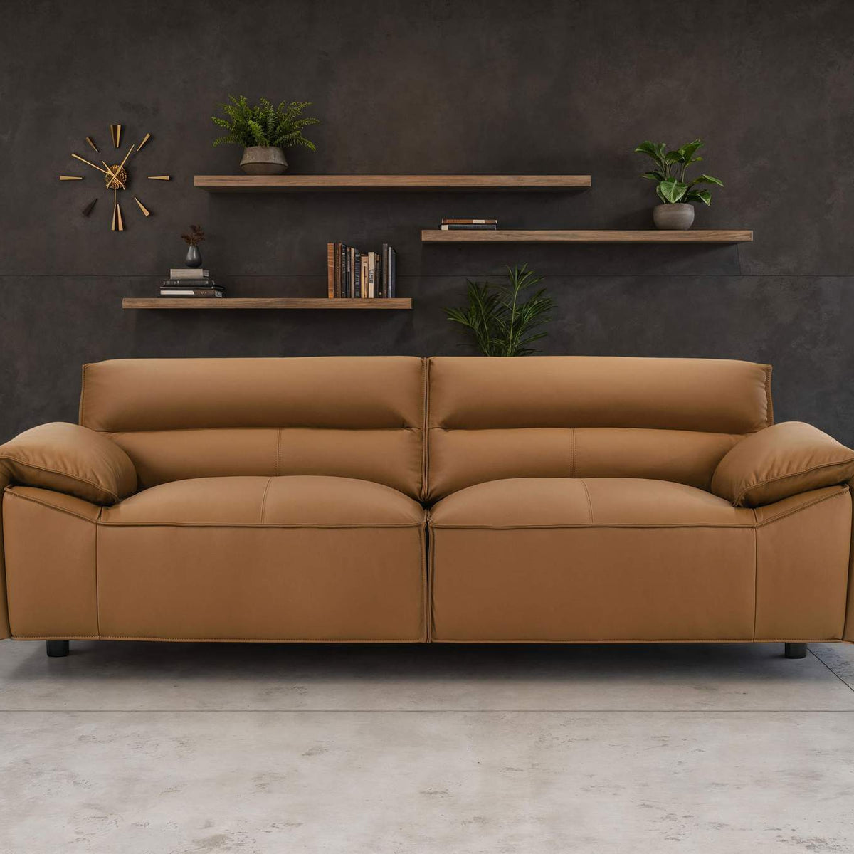 509501 Buxton Top Grain Leather Upholstered Sofa Orange