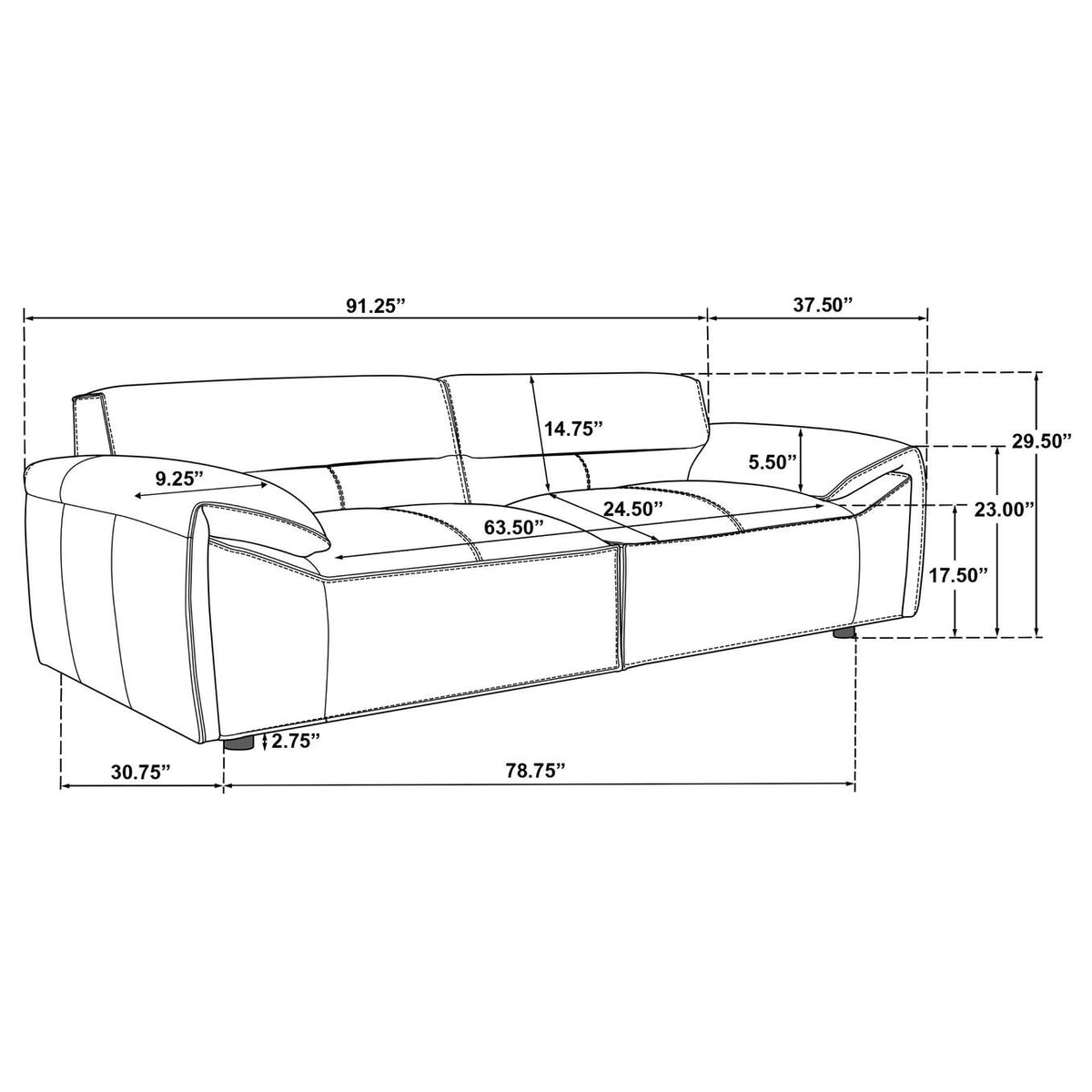 509501 Buxton Top Grain Leather Upholstered Sofa Orange