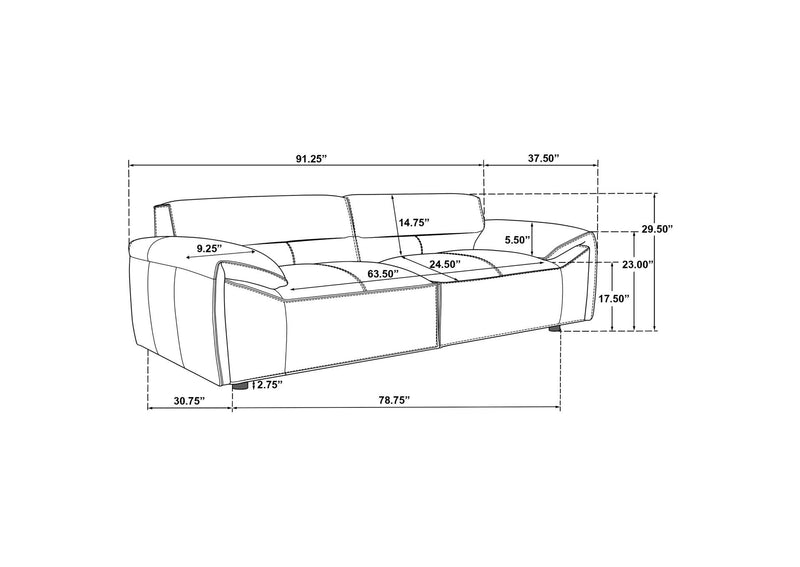 509501 Buxton Top Grain Leather Upholstered Sofa Orange