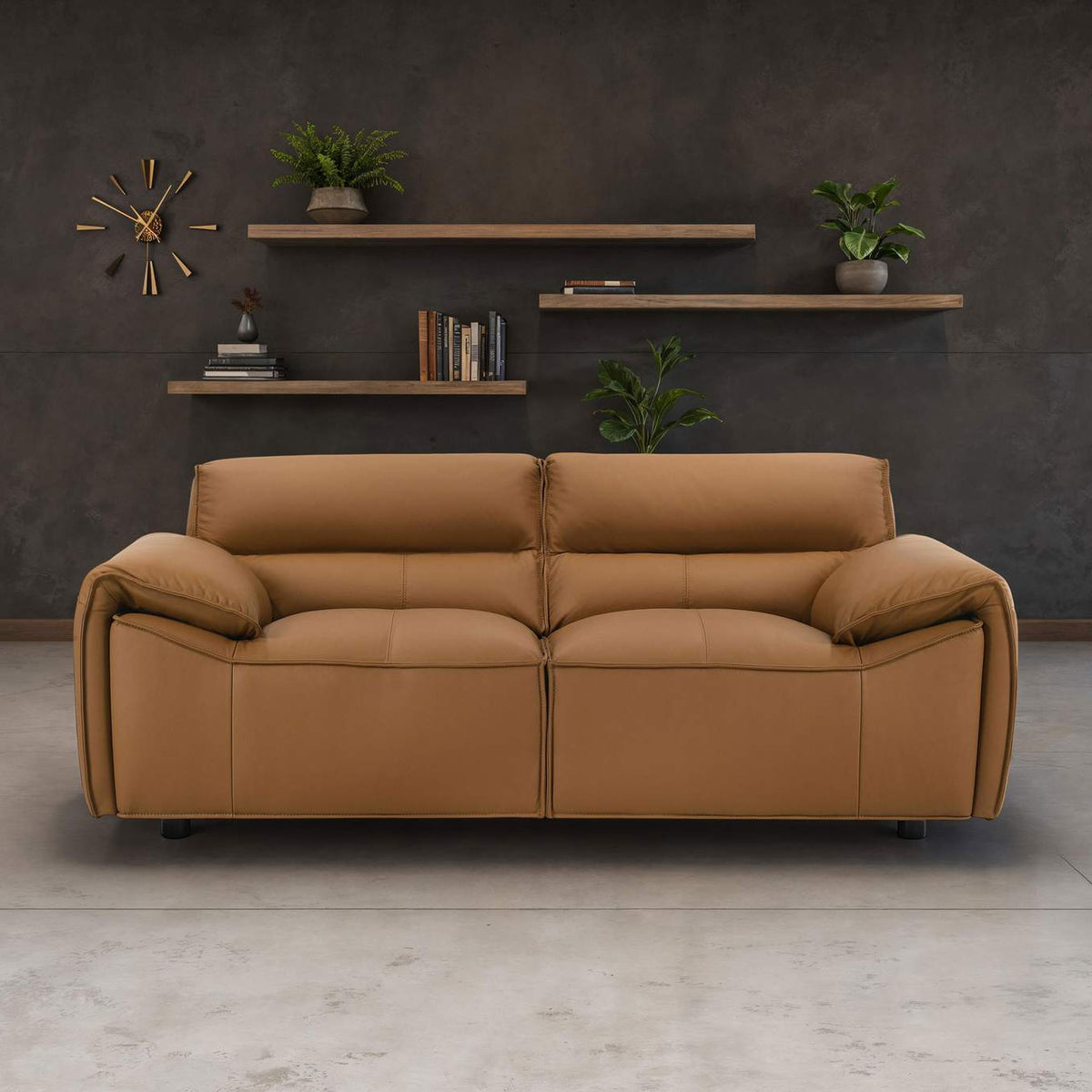 509502 Buxton Top Grain Leather Upholstered Loveseat Orange