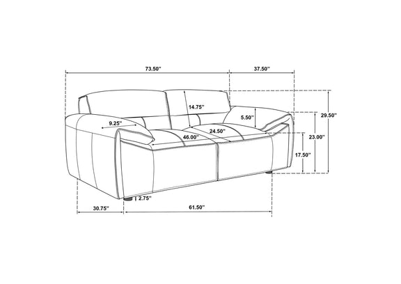 509502 Buxton Top Grain Leather Upholstered Loveseat Orange