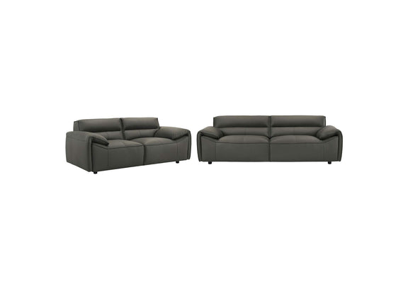 509504-S2 Buxton 2-piece Leather Upholstered Sofa Set Graphite