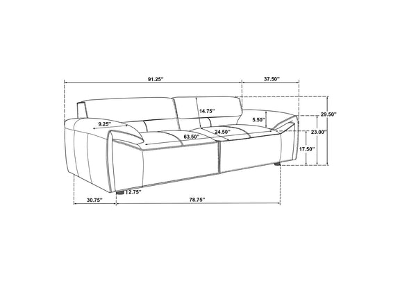 509504-S2 Buxton 2-piece Leather Upholstered Sofa Set Graphite