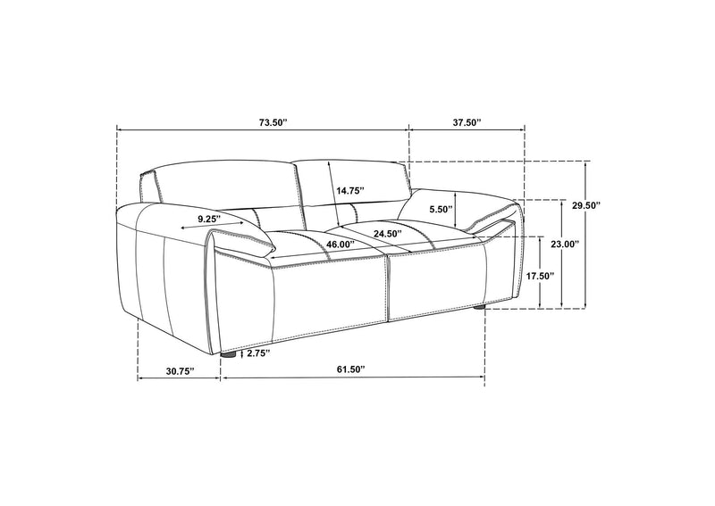 509504-S2 Buxton 2-piece Leather Upholstered Sofa Set Graphite