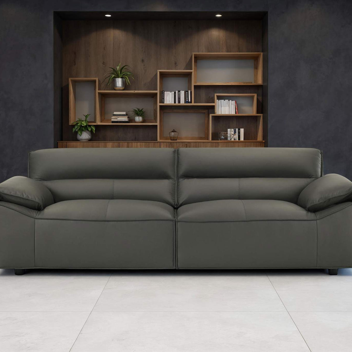 509504 Buxton Top Grain Leather Upholstered Sofa Graphite