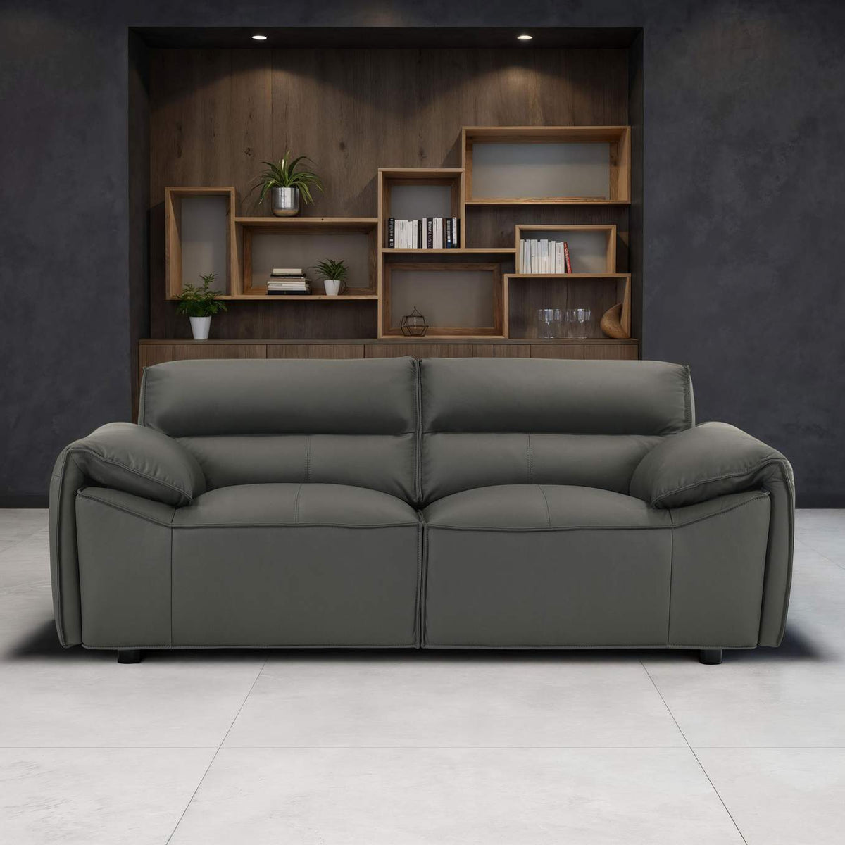 509505 Buxton Top Grain Leather Upholstered Loveseat Graphite