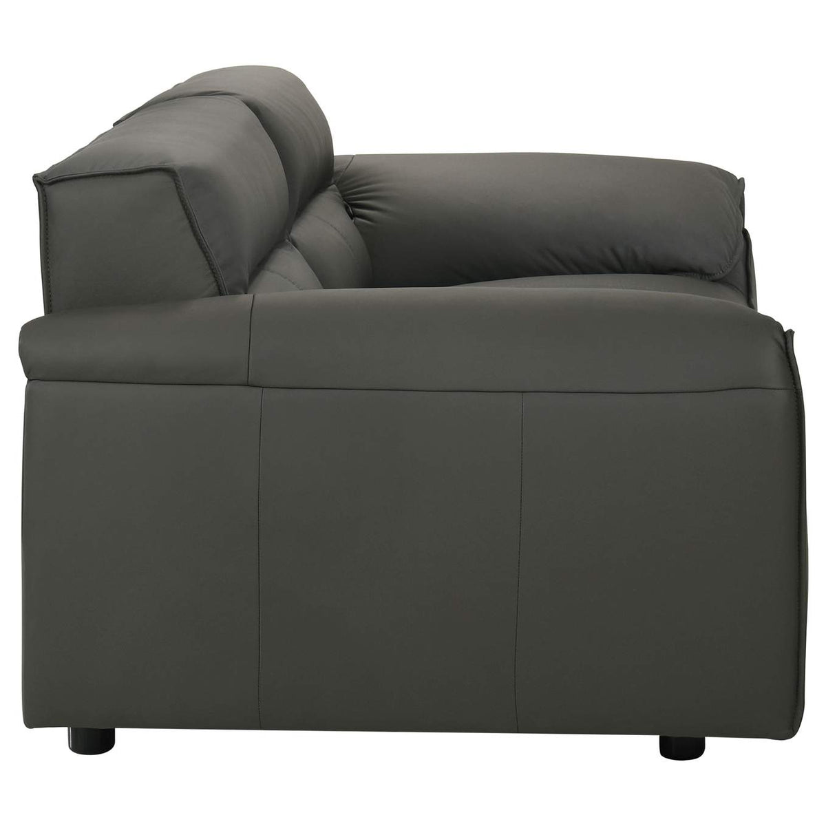 509505 Buxton Top Grain Leather Upholstered Loveseat Graphite