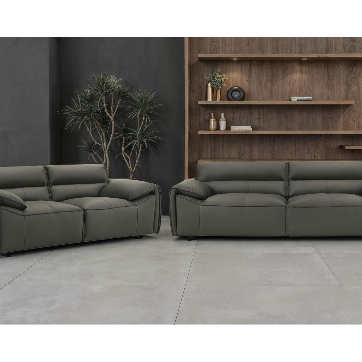 509505 Buxton Top Grain Leather Upholstered Loveseat Graphite