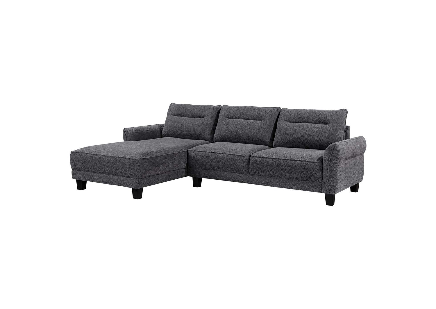 Caspian Upholstered Curved Arm Chaise Sectional Sofa Grey