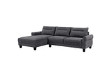 Caspian Upholstered Curved Arm Chaise Sectional Sofa Grey